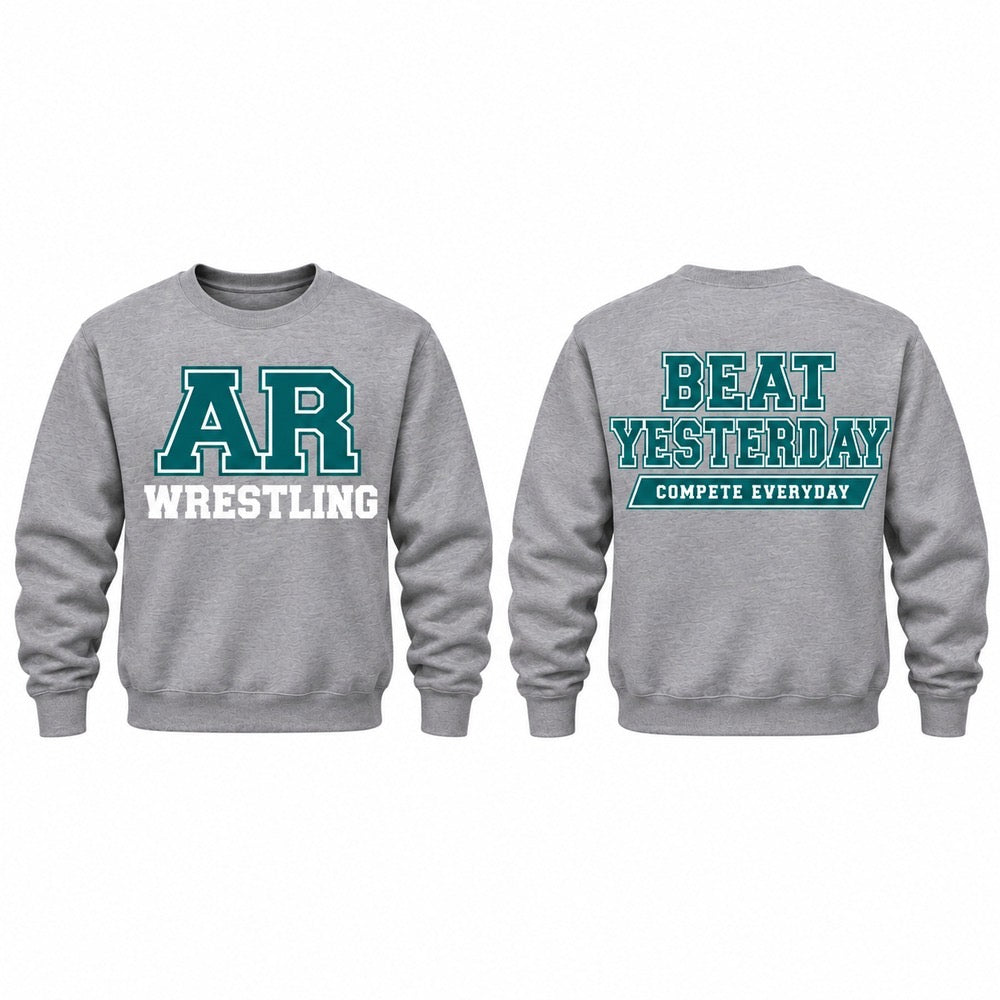 AR Grey Crewneck Front and Back Prints
